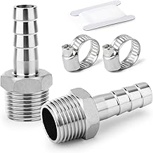 ERGAOBOY 2 pezzi 304 in acciaio inox 8 mm OD Barb a 3/8" BSP maschio, raccordi a compressione