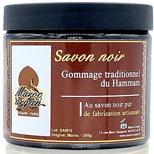 Preisvergleich Produktbild Peeling traditionelle schwarze Seife 250g - 100% natürliches aus Marokko