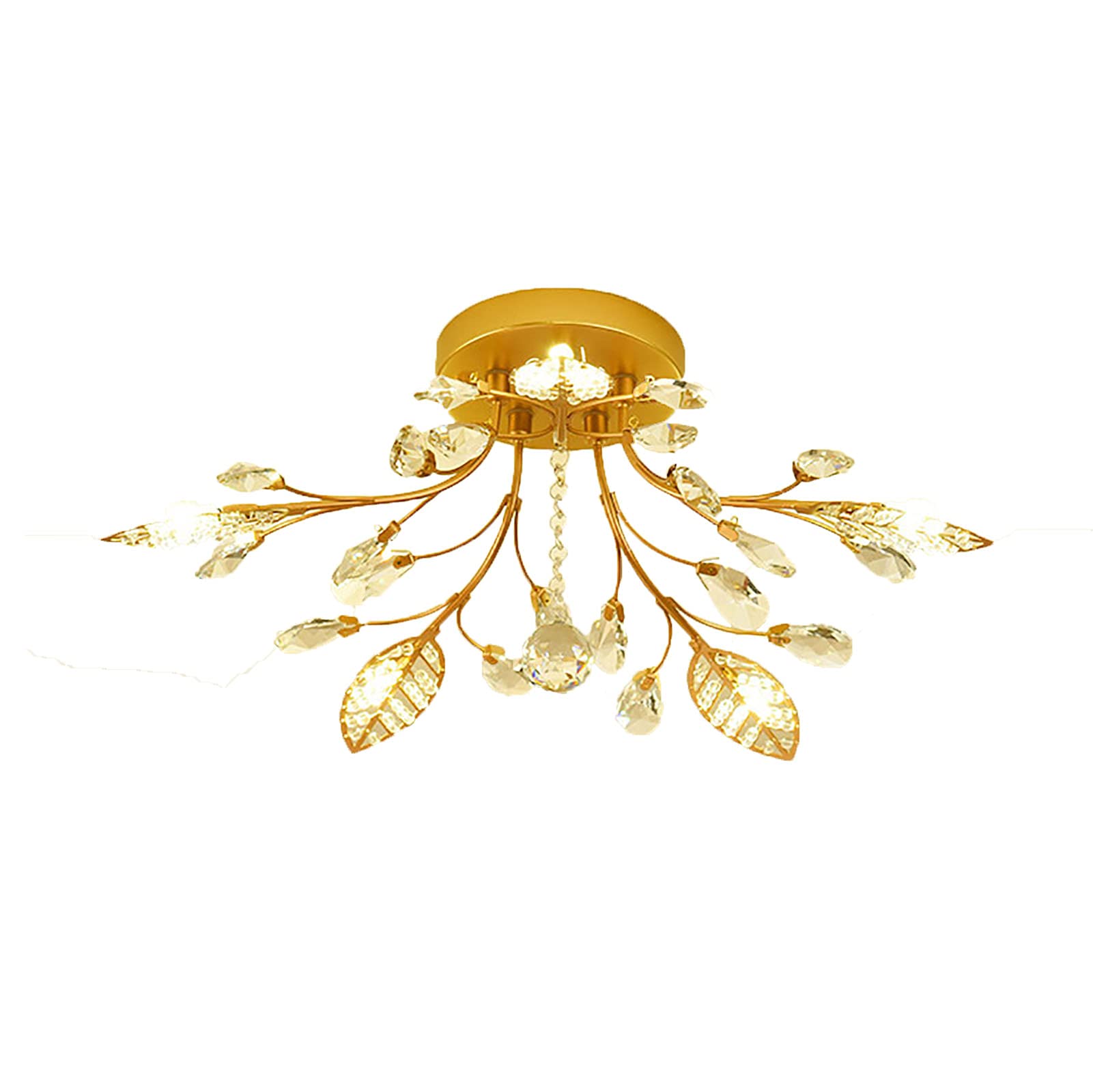 Lustre plafonnier cristal suspendu doré 88x20cm luminaire salon - 8