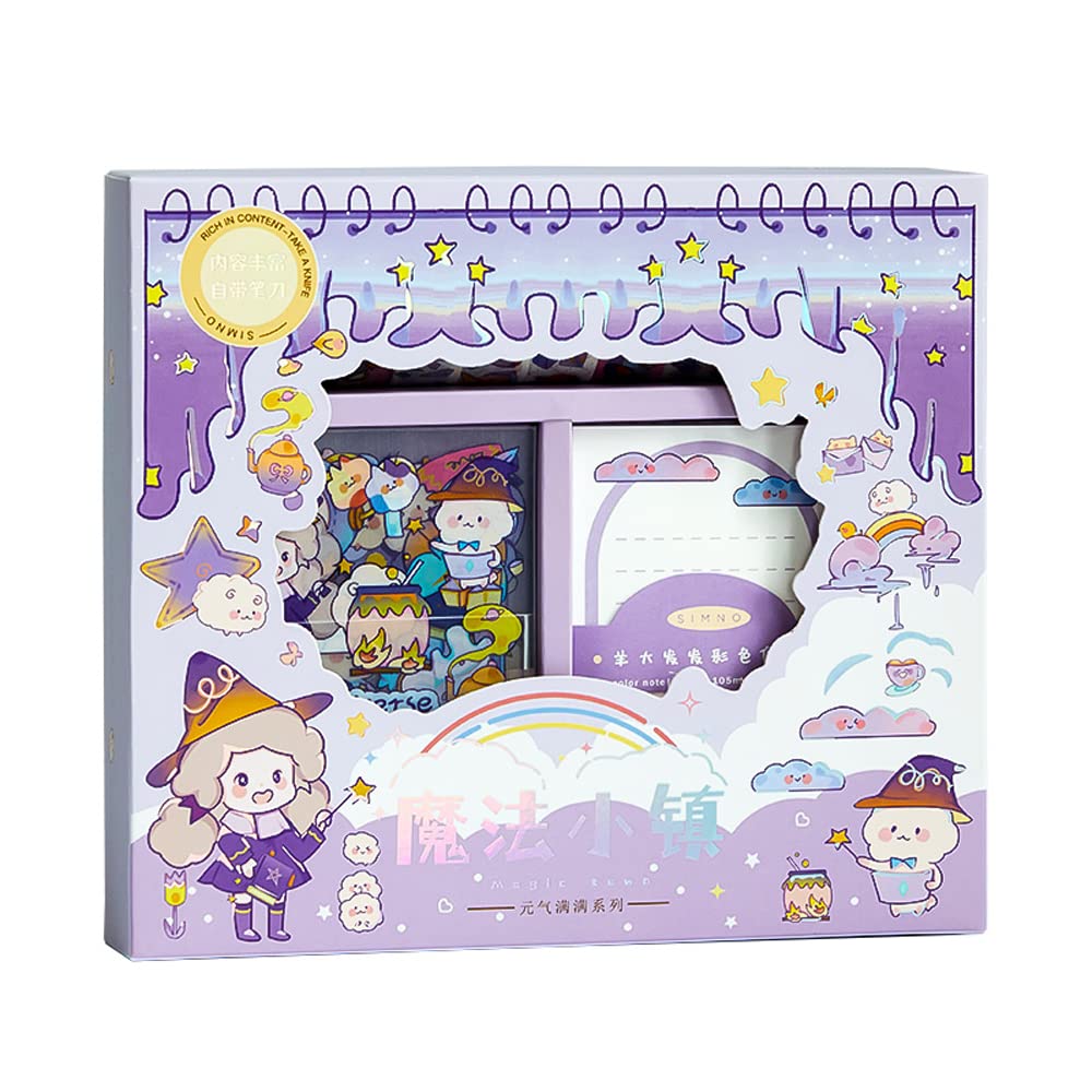 CUNCUN Cute Washi Tape Memo Pad Stickers Set, 10 Rolls Washi Masking Tape 10 Sheets Stickers 30 Sheet Memo Note for DIY Crafts, Gift Wrapping, Aesthetic Supplies, Planners, Bullet Journal