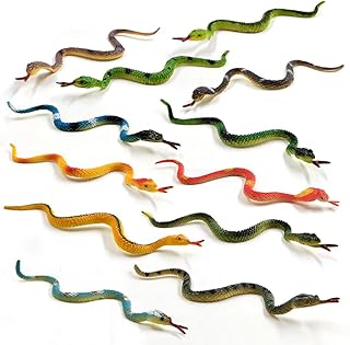 JOCXZI 24 Pcs Rubber Snakes Toy Plastic Snakes Rainforest Snakes Realistic Rubber Snake Assorted Colorful Fake Snake Garden Props Pranks Halloween Decoration