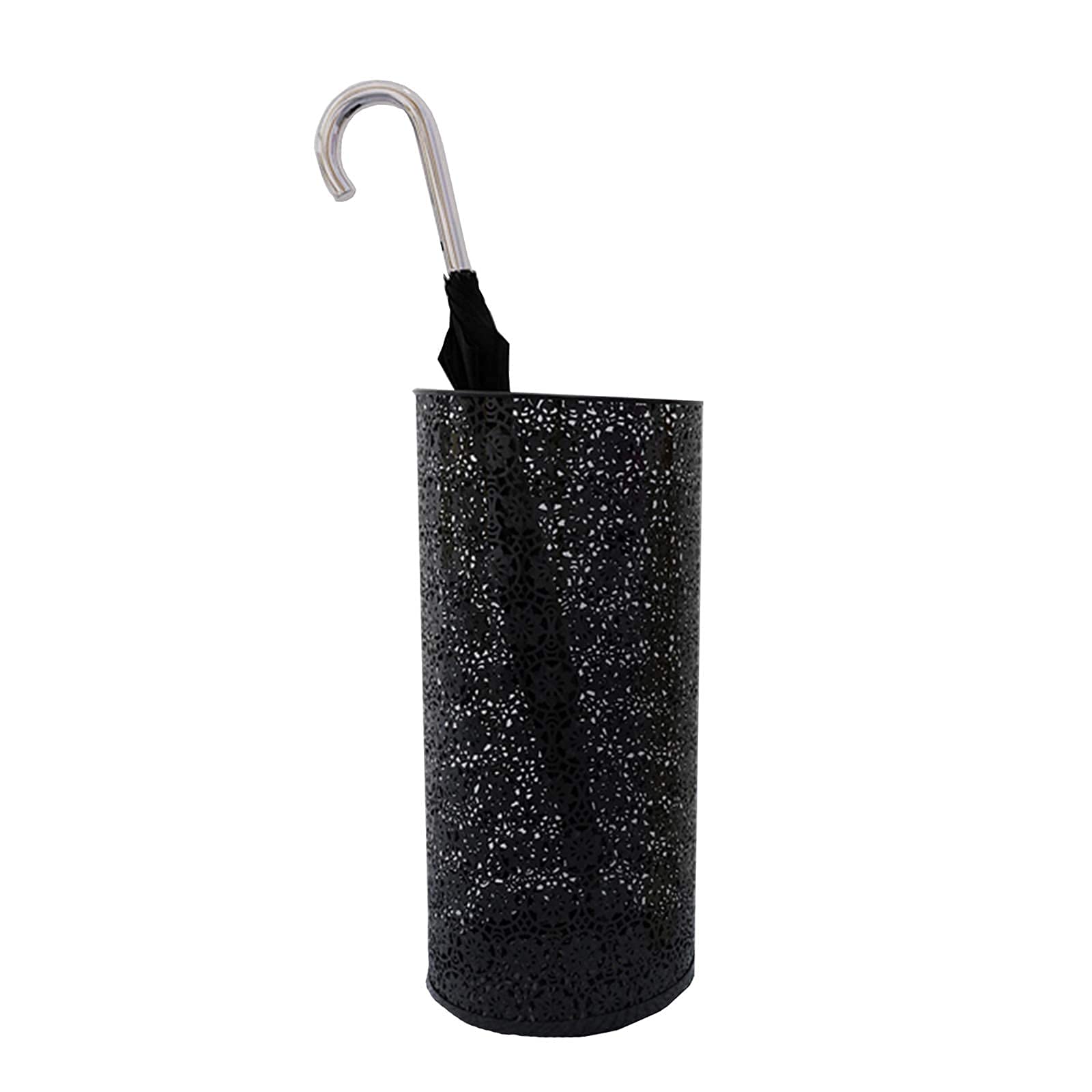 Seau de parapluie en fer forgé noir 20.5x49cm pour 12 cannes