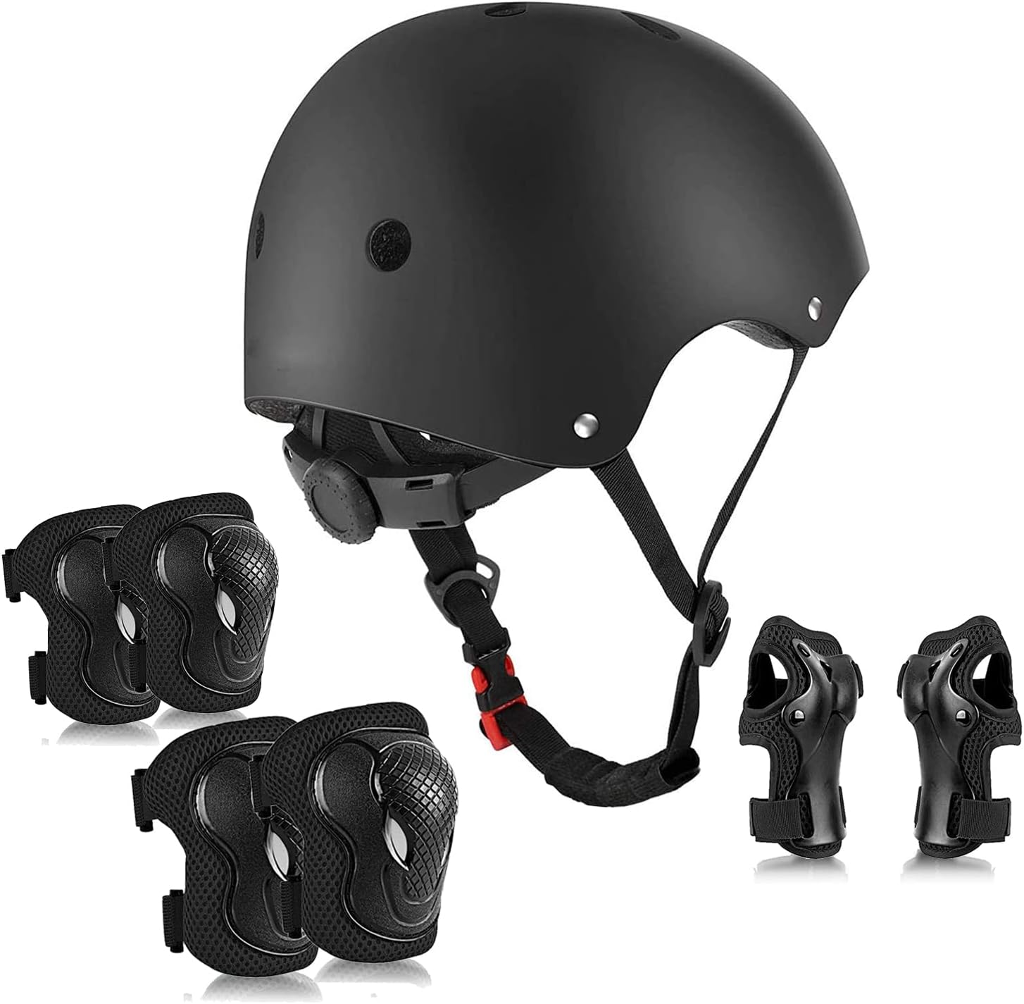 SKADE Kids Bike Helmet Toddler Helmet 3-14 Years Sport Protective Gear Set Knee Pads Elbow Pads Wrist Guards Boy Girl Adjustable Child Cycling Helmet