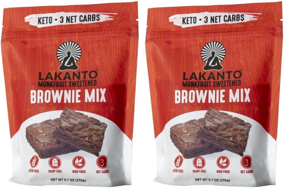 Lakanto Sugar-Free Brownie Mix | 3 net carbs | Gluten-Free, 16 Servings Per Bag (Pack Of 2)