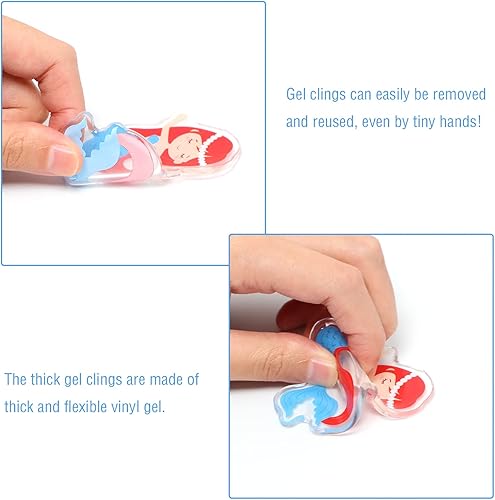 Miniatura 3 de 20 PCS Calcomanías de Gel Grueso de Sirenas Bajo el Mar para Ventanas, Adhesivos de Gel, Calcomanías, Pegatinas para Niños, Niños Pequeños y