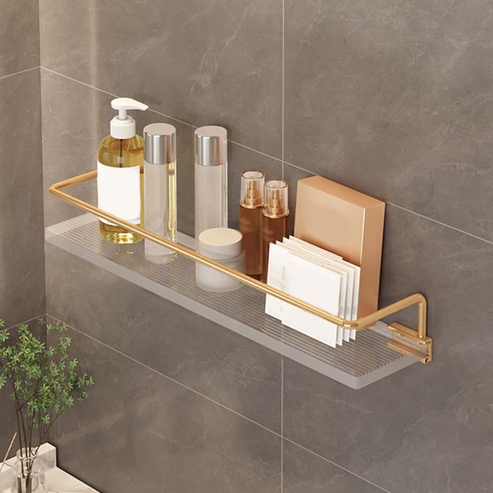 DJVHSRI Corner Shower Caddy Floating Bathroom Shelf Wall Mounted Acrylic Cosmetic Storage Rack with Towel Bar Transparent Design