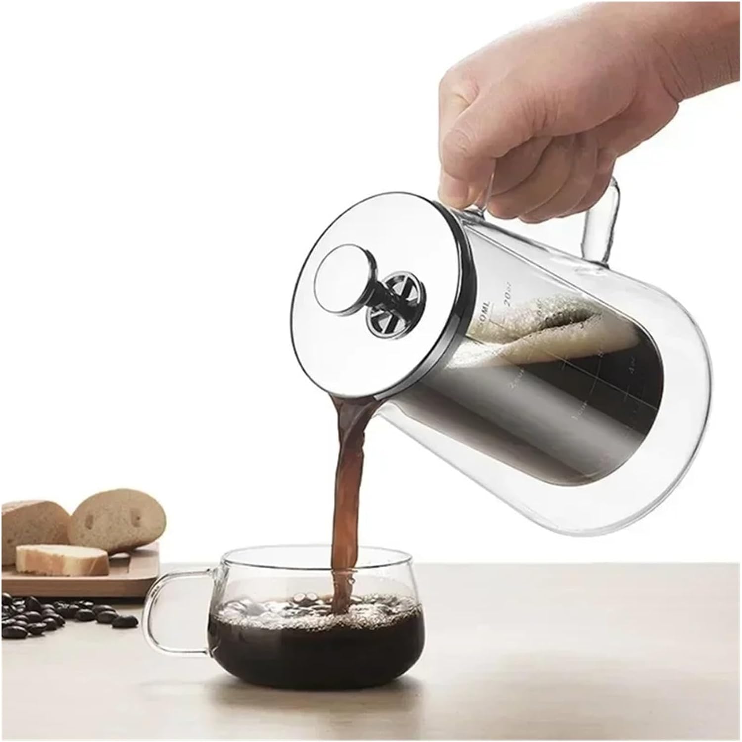 350ML/650ML/1000ML High Borosilicate Glass French Press Double-layer Insulated Coffee Pot Filter Shared Pot Coffee Tool(650ML)