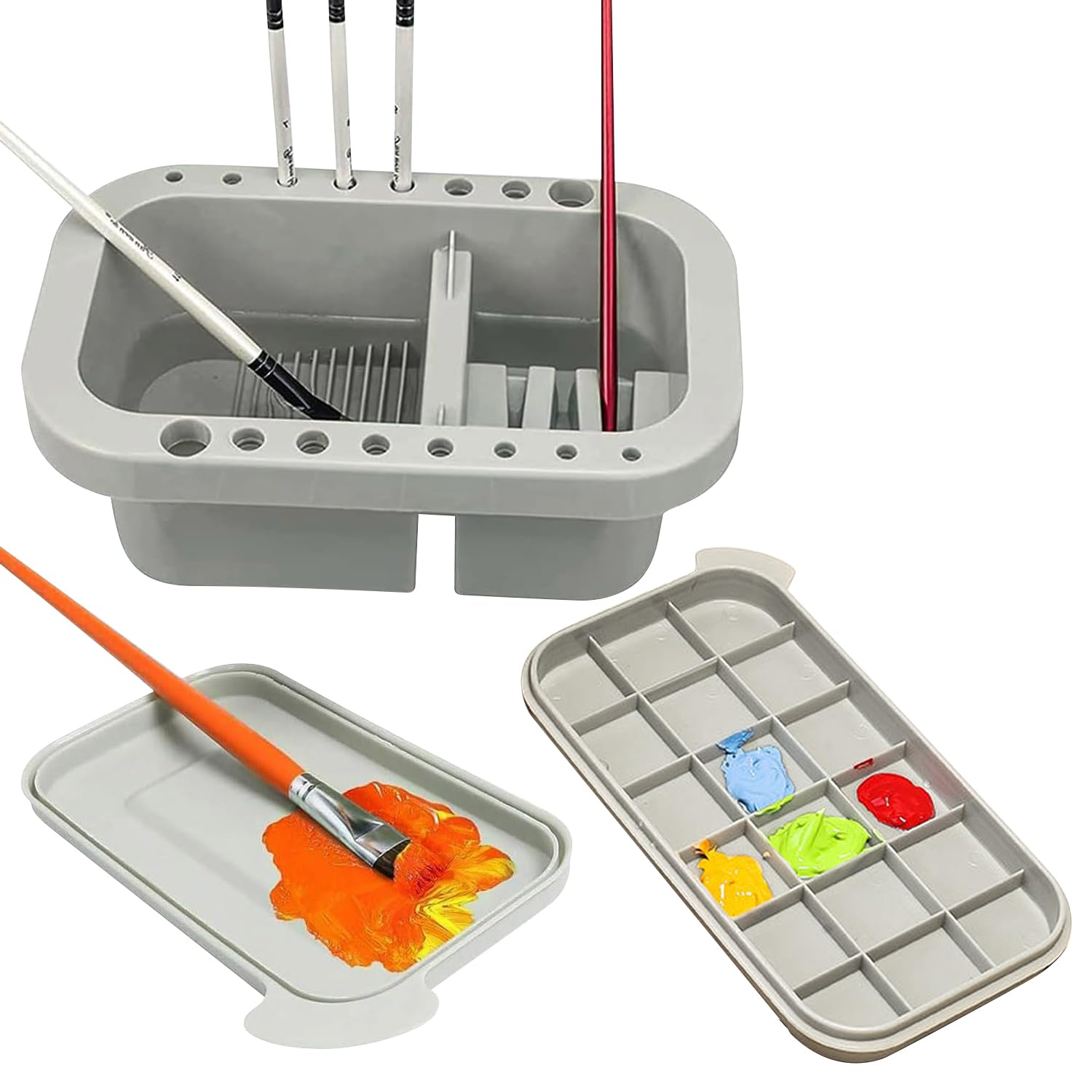 3-in-1 Paint Brush Cleaner Pot – Multifunctional Paint Water Pot, Brush Holder & Palette | Ideal for Oil, Watercolor, Acrylic Painting | Durable & Portable Art Tool for Artists, Kids & Beginners