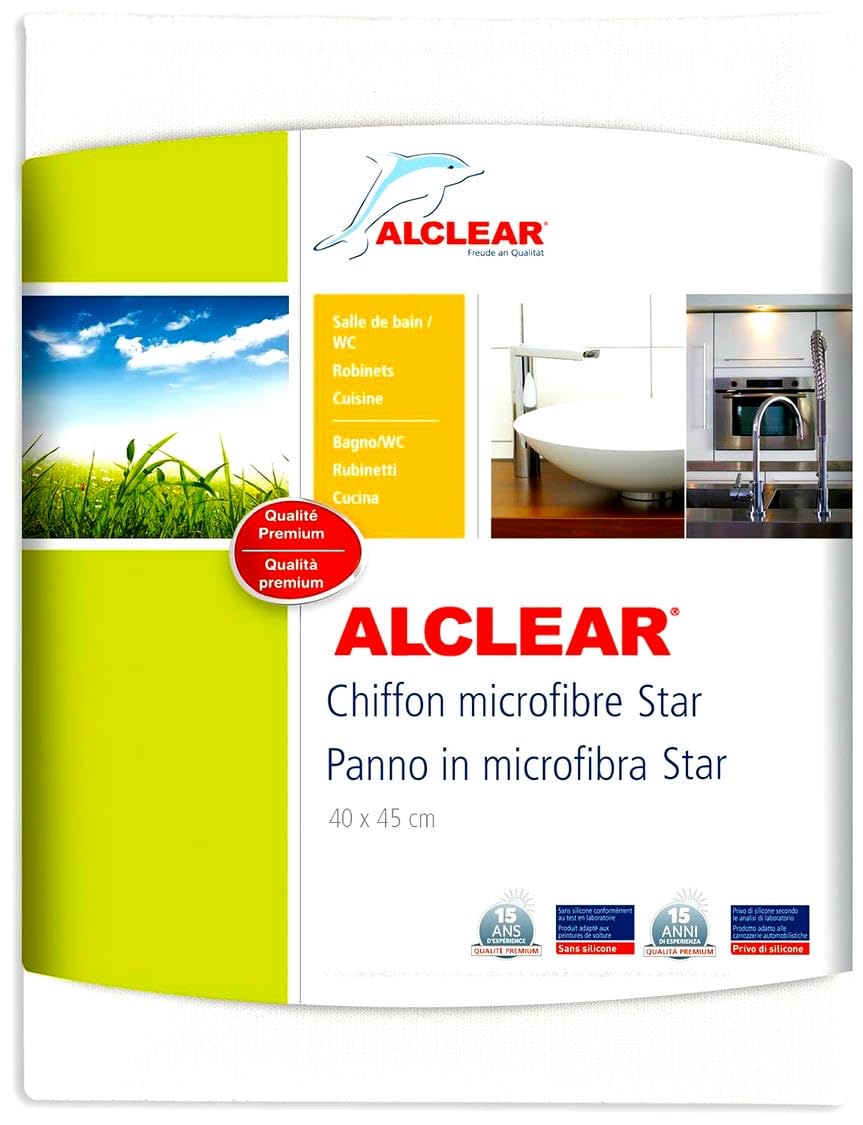 ALCLEAR 950007 Ultra-Microfibre All-Rounder Mini Cloth For Virtually All Surfaces, Bathroom, Toilet, Household, Home Office, Microfibre Cloth With High Cleaning Power, 32 X 32 Cm, White