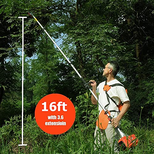 Reach To 16 Feet Gas Pole Saw For Tree Trimming,Cordless Gas Pole Chainsaw Hedge Trimmer Grass Brush Cutter Multifunctional Tools #TOP3