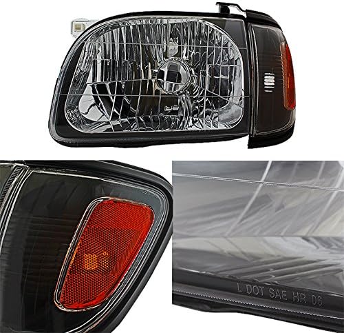 Miniatura 2 de AKKON - Para faros delanteros negros 01-04 Toyota Tacoma Pickup Truck Faros delanteros + Luces de señal de esquina Juego de 4 piezas