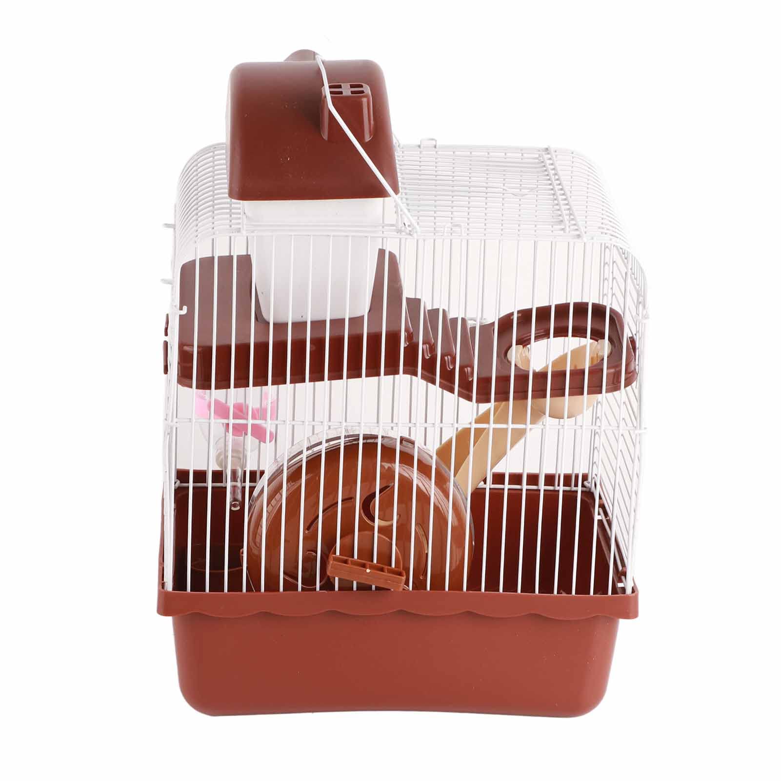 VINGVO Hamster Cage, Hamster Habitat 2 Tier Portable Large Space Animal Home Rodent Gerbil Mouse Mice Rat Wire Cage for Small Animals, Hamster, Guinea Pigs, Rabbits, Golden Bears(Brown)