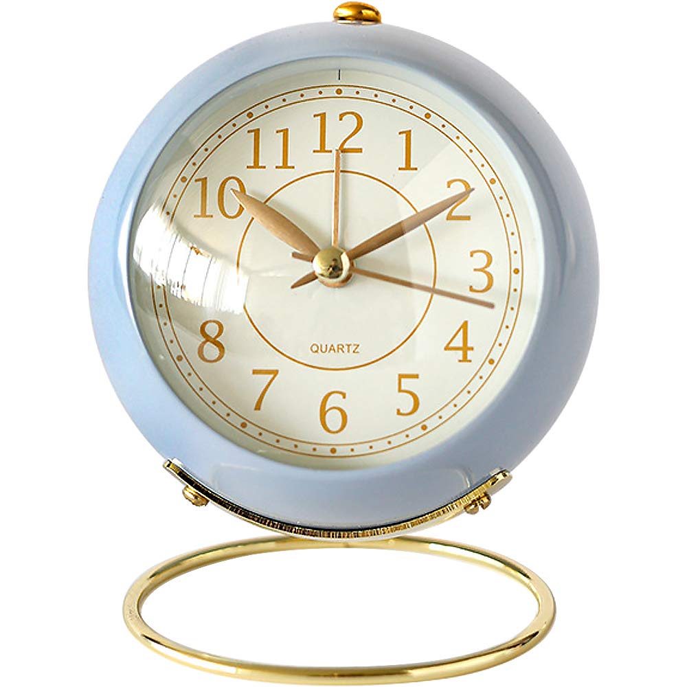 Affogato Alarm Clock Bell Desktop Clock Analog Cute Non-Ticking Silent Volume Adjustable Battery Powered for Home Bedroom Travel Office Gift Decoration Handheld Size