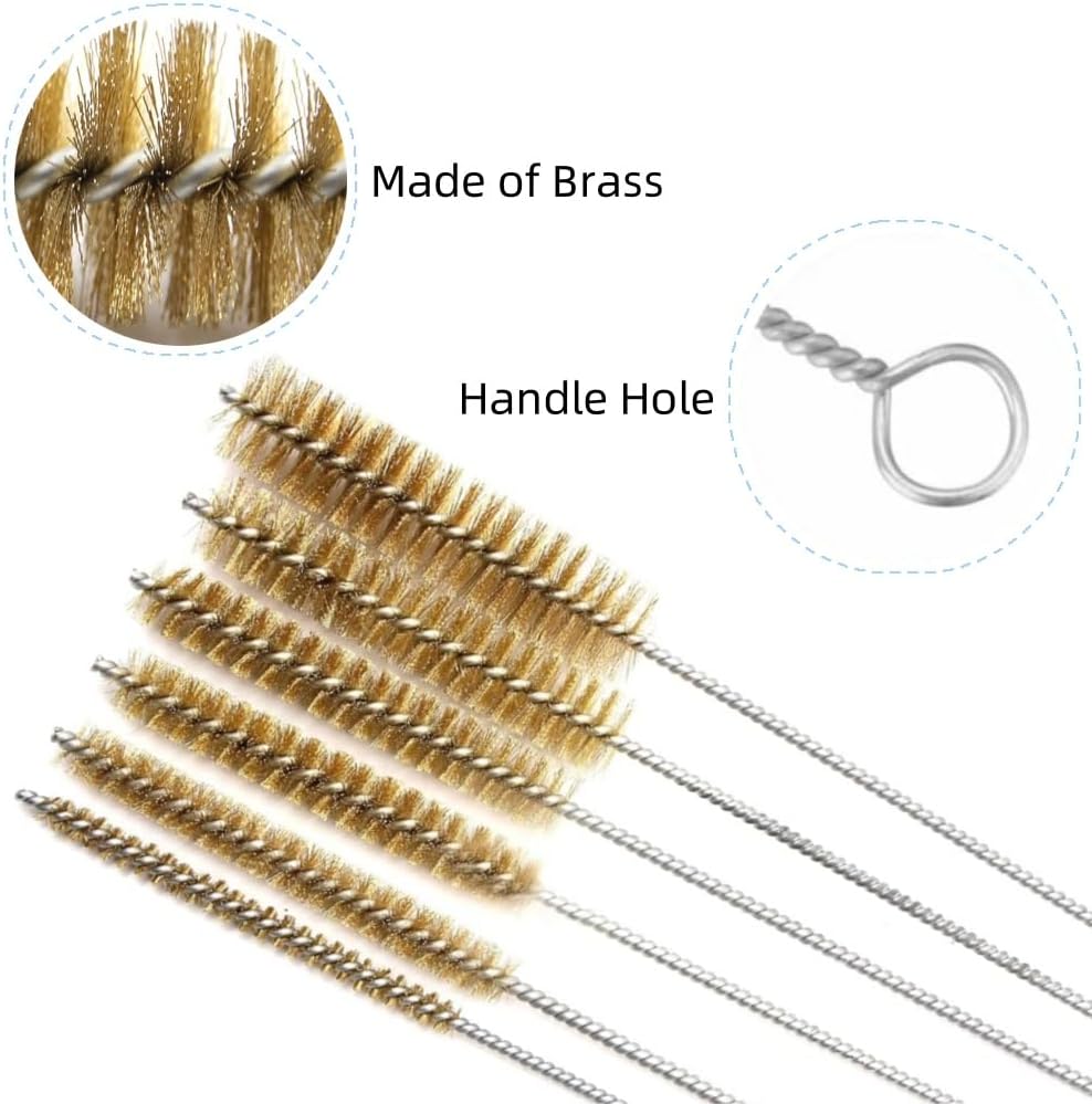 7pcs Brass Wire Tube Brushes Multipurpose Pipe Brush Tool Set, 11Inch Tube Cleaning Brushes Lab Cleaning Brushes Wire Bottle Brush for Lab Tube, Auto Parts, Bottles and Pipes, 7 Sizes