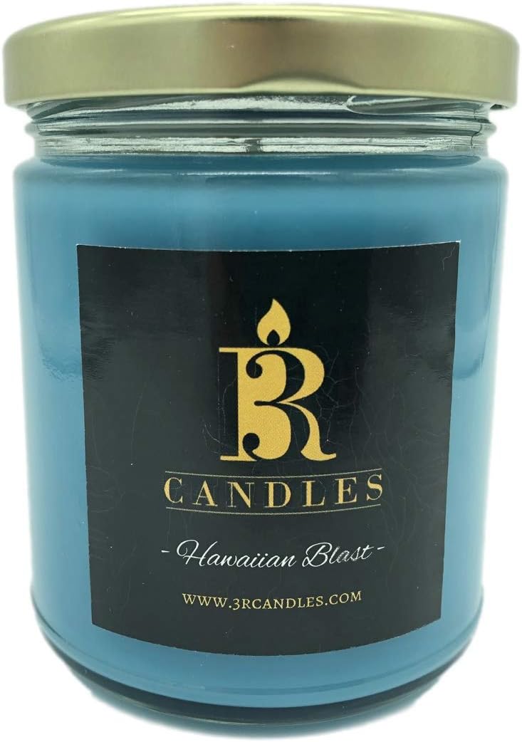 3R Candles Hawaiian Blast Candle - Soy/Paraffin Wax Glass jar - Fresh Tropical Fruity Fragrance -Air Freshener Gift - Island Breeze Scented - Essential Spring Home Decor - Calming & Floral Smelling