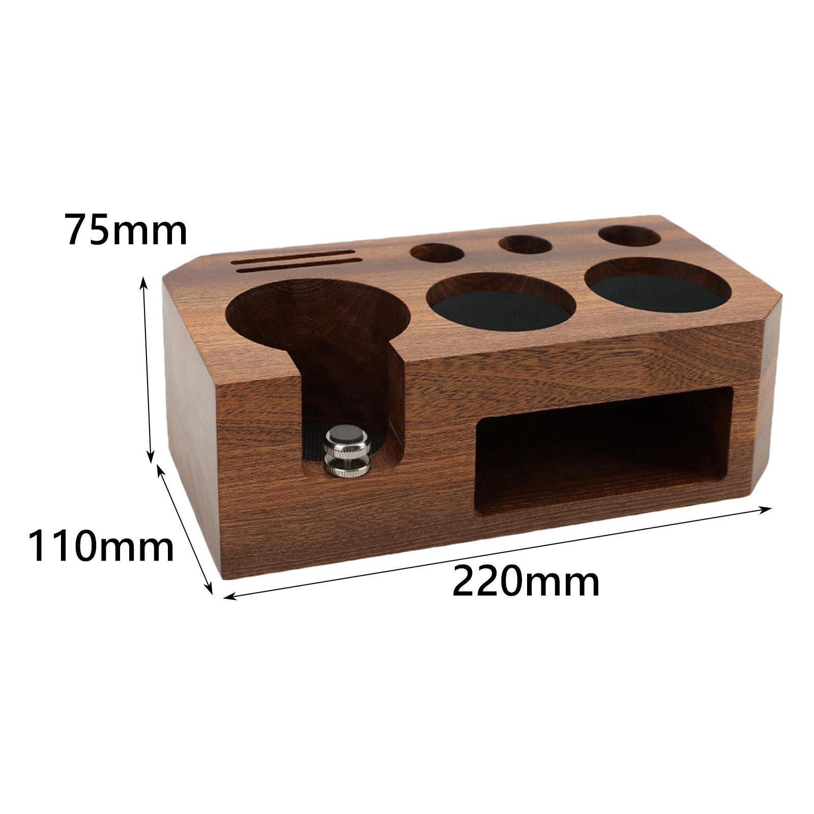 Espresso Tamperhalter, Filterhalter, Halter für Kaffeezubehör, Dicker Holzsockel mit Rutschfester Matte, Multifunktional, Geeignet für Kaffeebars, passend für 58mm