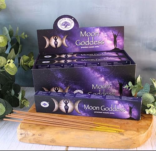 Green Tree Moon Goddess – Premium Masala Incense Sticks | 3 Pack Set with JRose Burner | Divine Feminine Energy & Relaxation