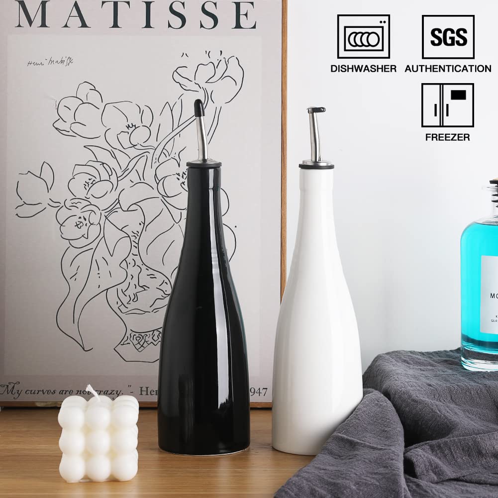 Sweejar Keramik-Ölspender – Lichtgeschützt, 680 Ml, Schwarz – Hält Olivenöl & Essig Frisch