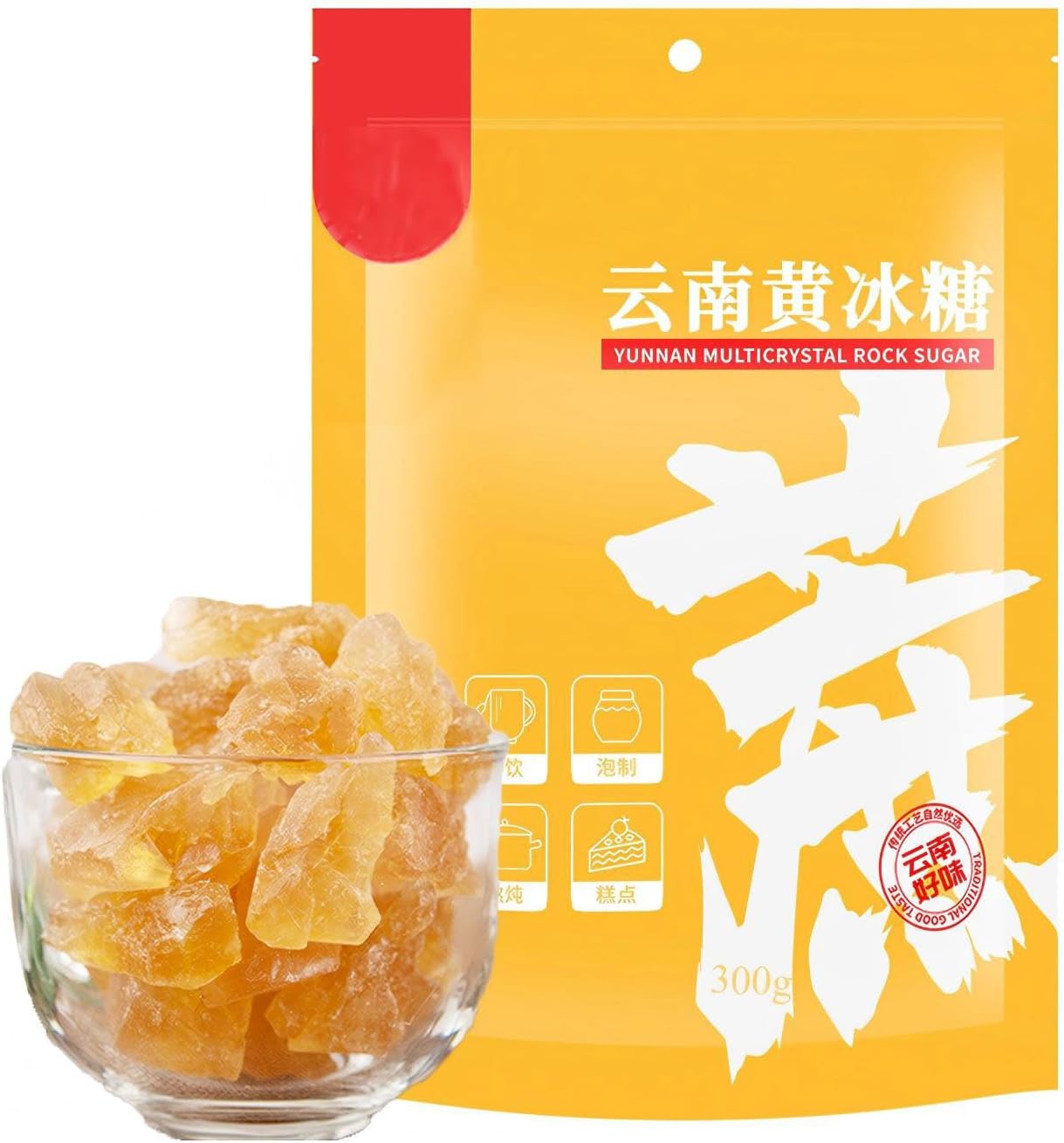 Mkostlich Medium-Sized Yellow Rock Sugar, Rock Sugar for Pho, 10.58oz/300g 黄冰糖
