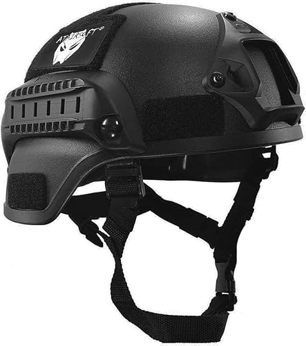 ATAIRSOFT Tactical Airsoft Paintball MICH 2000 Helmet with Side Rail & NVG Mount Black