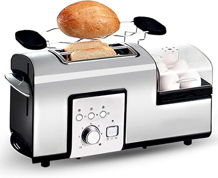 Electric Stainless Steel Toaster Breakfast Sandwich Bread Baking Machine Eggs Boiler Steam Poacher Omelette