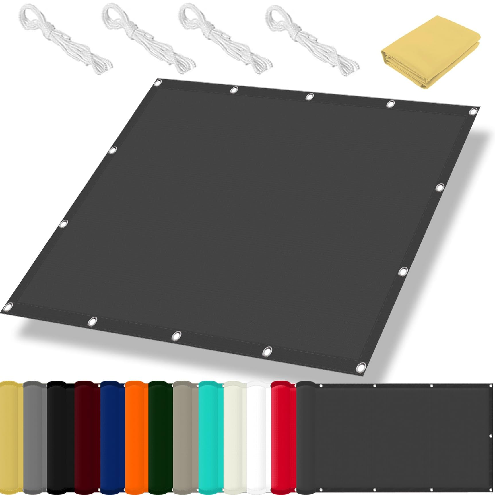 Tela de sombra gris oscuro 140x140 cm con protección UV resistente para exterior