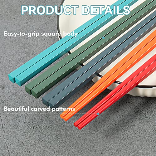 Chopsticks,Liangken 5 Pairs Dishwasher Safe Fiberglass Chopsticks Set,9.5 Inch Reusable Japanese Chinese Chopsticks , Non-Slip, Easy To Use (Colorful ) (9.5 Inch, Color) #TOP4