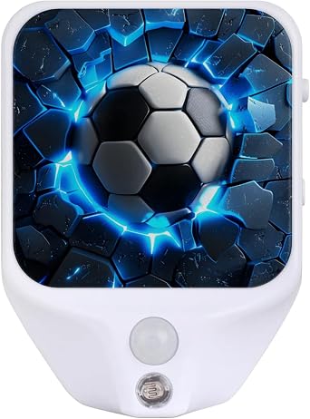 Soccer Plug-in Led Night Light,Adjustable Brightness Warm White Lights with Auto Dusk to Dawn Sensor for Boys Girls Room Decor Hallway,Bedroom,Kids Room,Kitchen,Stairway