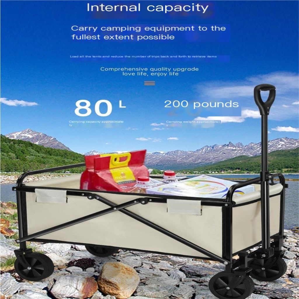 Plegable vagón portátil， Carro de Playa, Carrito for Acampar al Aire Libre, Remolque de Camping Plegable, Carrito de Picnic(K)