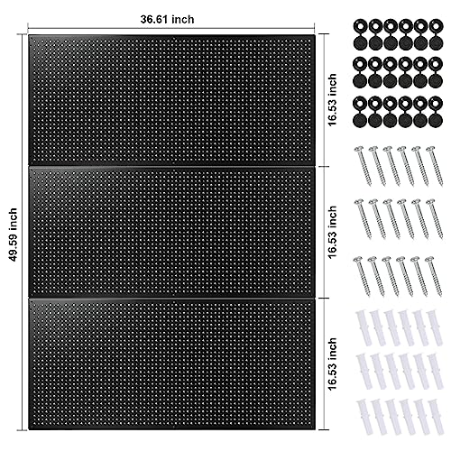 Daanxw Peg Board, Steel Horizontal PegBoard Rack, Heavy Duty Metal PegBoard Tool Organization Panels for Garage Storage, 16-Inch X 36-Inch, 3 Pack (Black) by Daanxw - Image 2