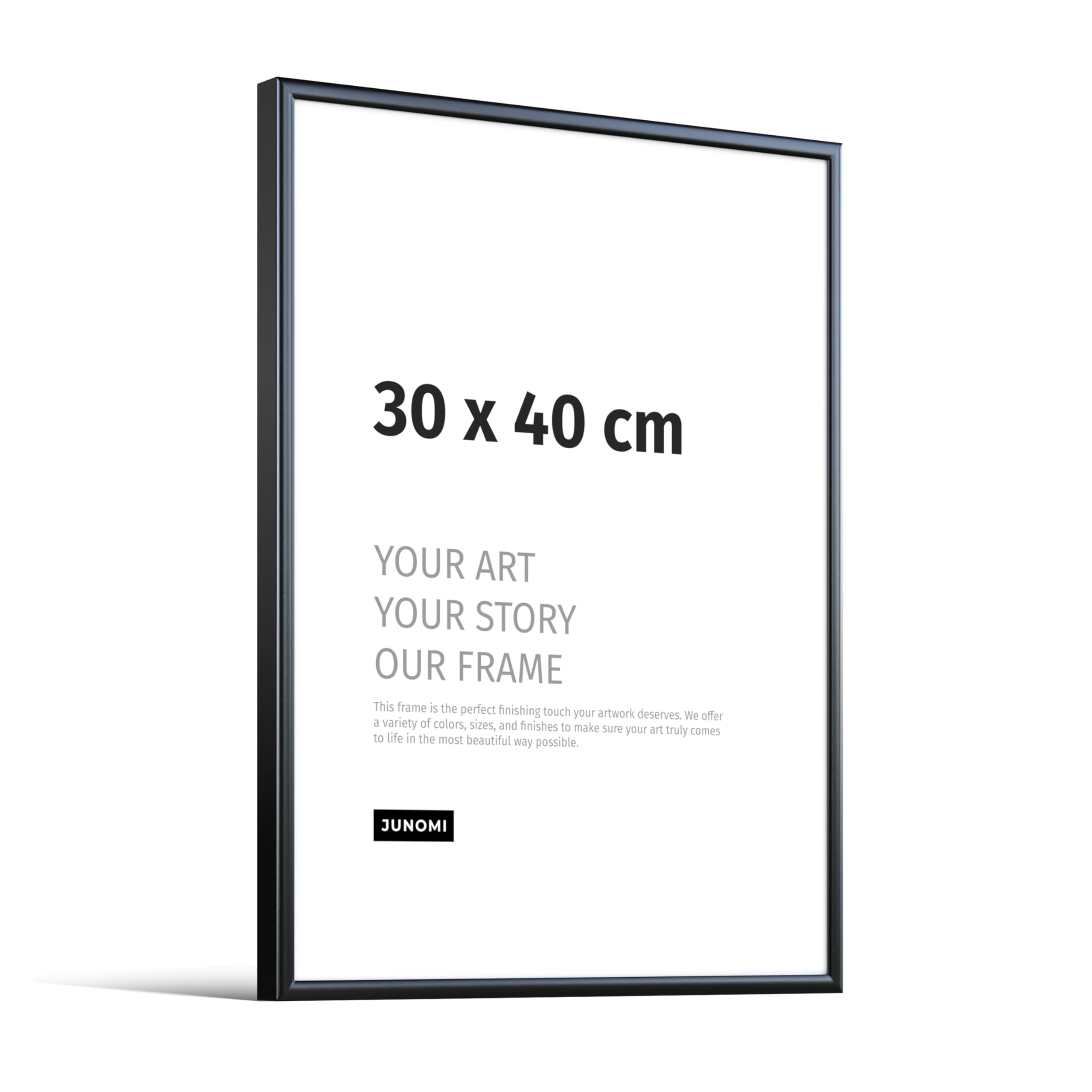JUNOMI® Picture Frame 30 × 40 cm, Black Matt Aluminium, Slim Profile, Shatterproof Acrylic Glass