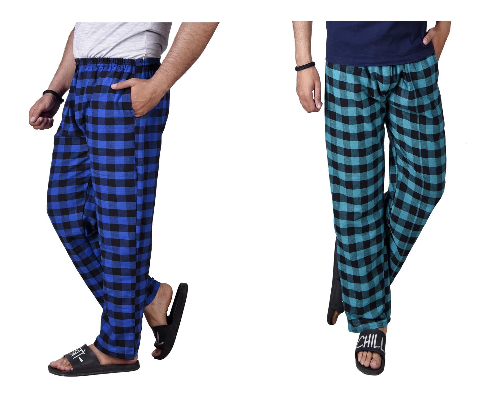 letz dezine Comfortable and Stylish Cotton Check Pyjama for Men - Stay Cozy All Day Night! Pack of 2, (Free Size, Multicolor LDS11465)-picture-34