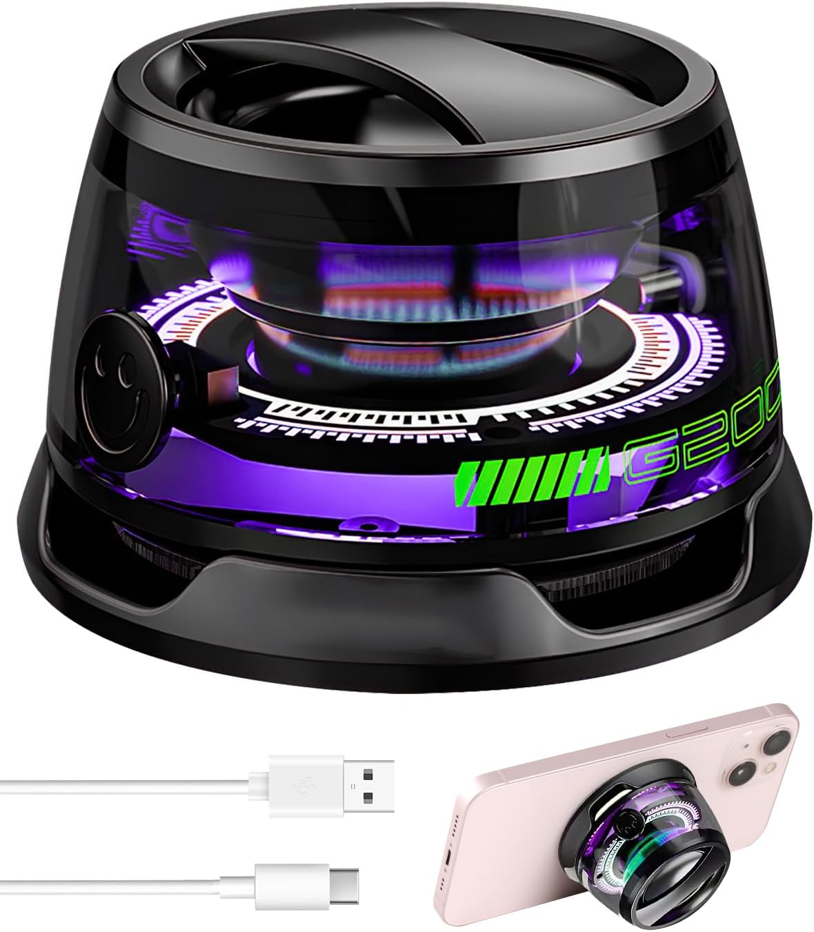 Xueniu G200 Multifunctional Magnetic Bluetooth Speaker, Mini Portable Wireless Phone Stand Gaming Speaker with Multi-RGB Light for Outdoor, Shower, Travel for Phone