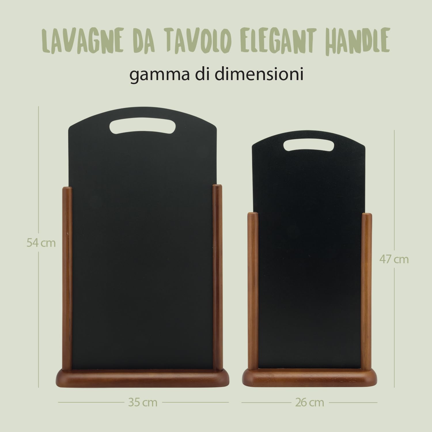 SECURIT - Lavagna Da Tavolo Con Manico - Per Pennarelli A Gesso Liquido - Per Caffè, Ristoranti, Bar, Negozi - Molto Grande - Inserto Non Rimovibile - Faggio Laccato - 54x35x7cm - Colore Marrone