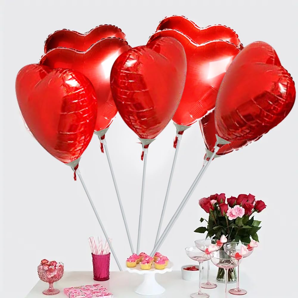 Hot Pink Heart Balloons,12Pcs 18 Inch Pink Foil Mylar Love Heart Shaped Balloons For