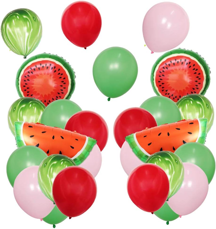 24 Pieces Watermelon Party Decorations, Watermelon Latex Balloons Foil Balloons for watermelon themed party, Summer Picnic, Baby Boy Girls Birthday Party, Baby Shower