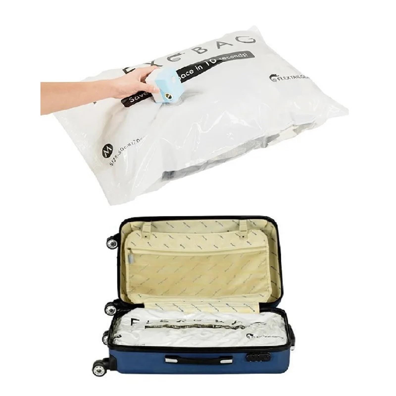 Packwürfel Kompression Ohne Max Pump/Tiny Pump wird der Kompressionsbeutel for Aufbewahren von Kleidung, Bettlaken, Kissen verwendet(4 pcs set M)