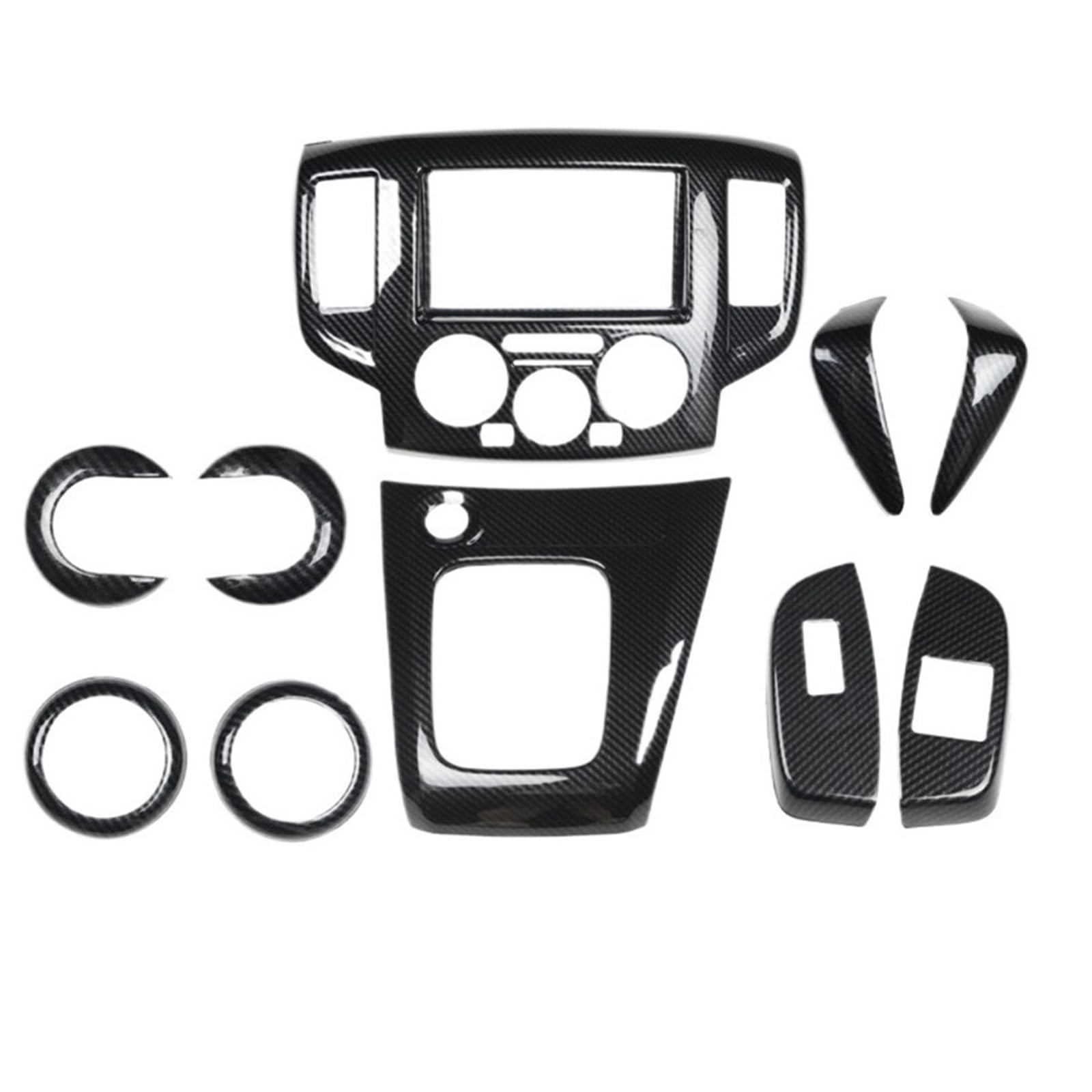 QBKGMEWCA Center Console Gear & Walnut Trim Stickers Compatible for NV200 10-18 Carbon Fiber Interior Modification(Type3 10pcs)