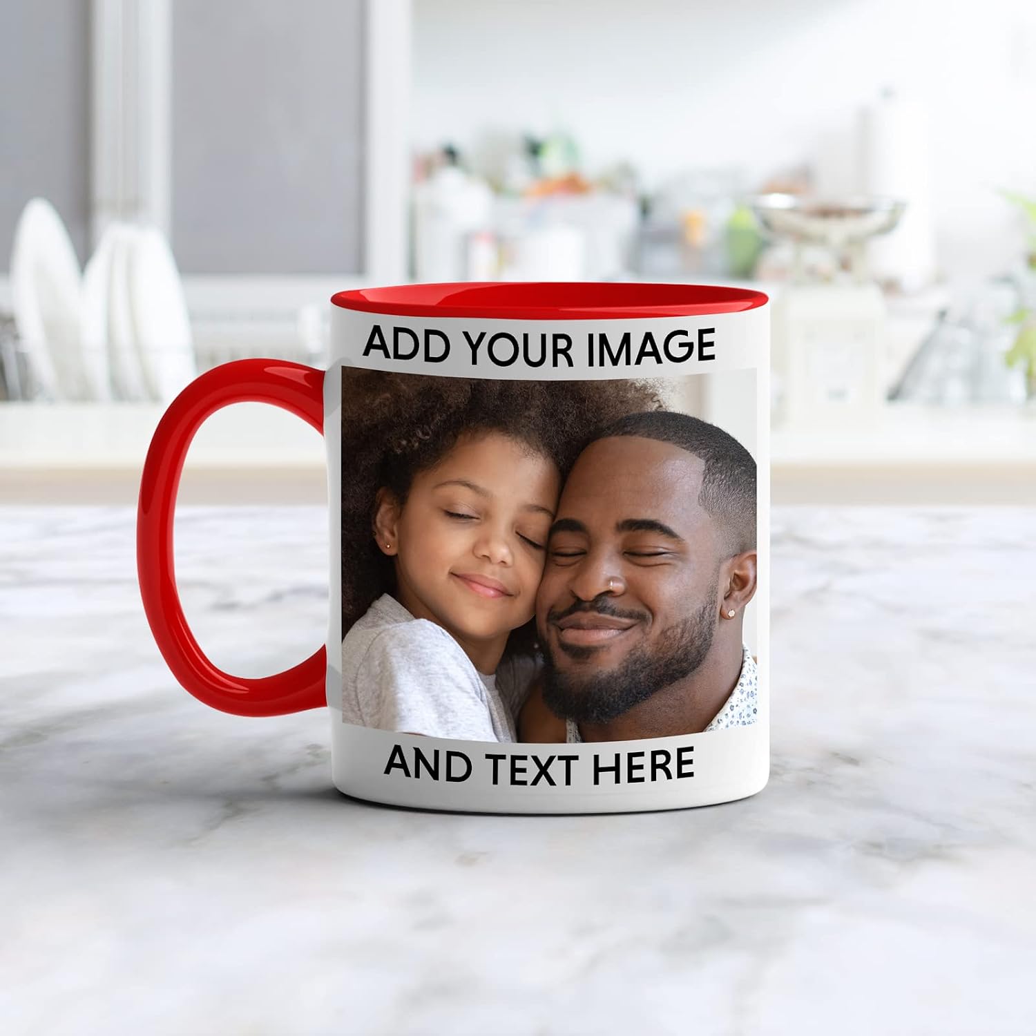 GotPrint Custom Photo Mug, Personalized Gifts, Upload Picture and Text, Company Logo, Name, Customized Gift Idea,Taza Personalizada, Customizable Ceramic Coffee Cup, Red, 11 Oz