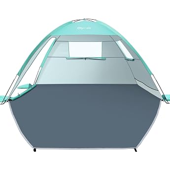 Glymnis Beach Shelter Beach Tent Beach Tent with 2 Zip Doors UV protection UPF50+ wind protection beach small pack size beach tent for 2-3 people