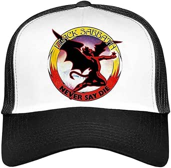 Casquette Trucker Black Sabbath Never Say Die - Officielle, Taille Unique Réglable, Mesh à L'arrière - Noir Et Blanc