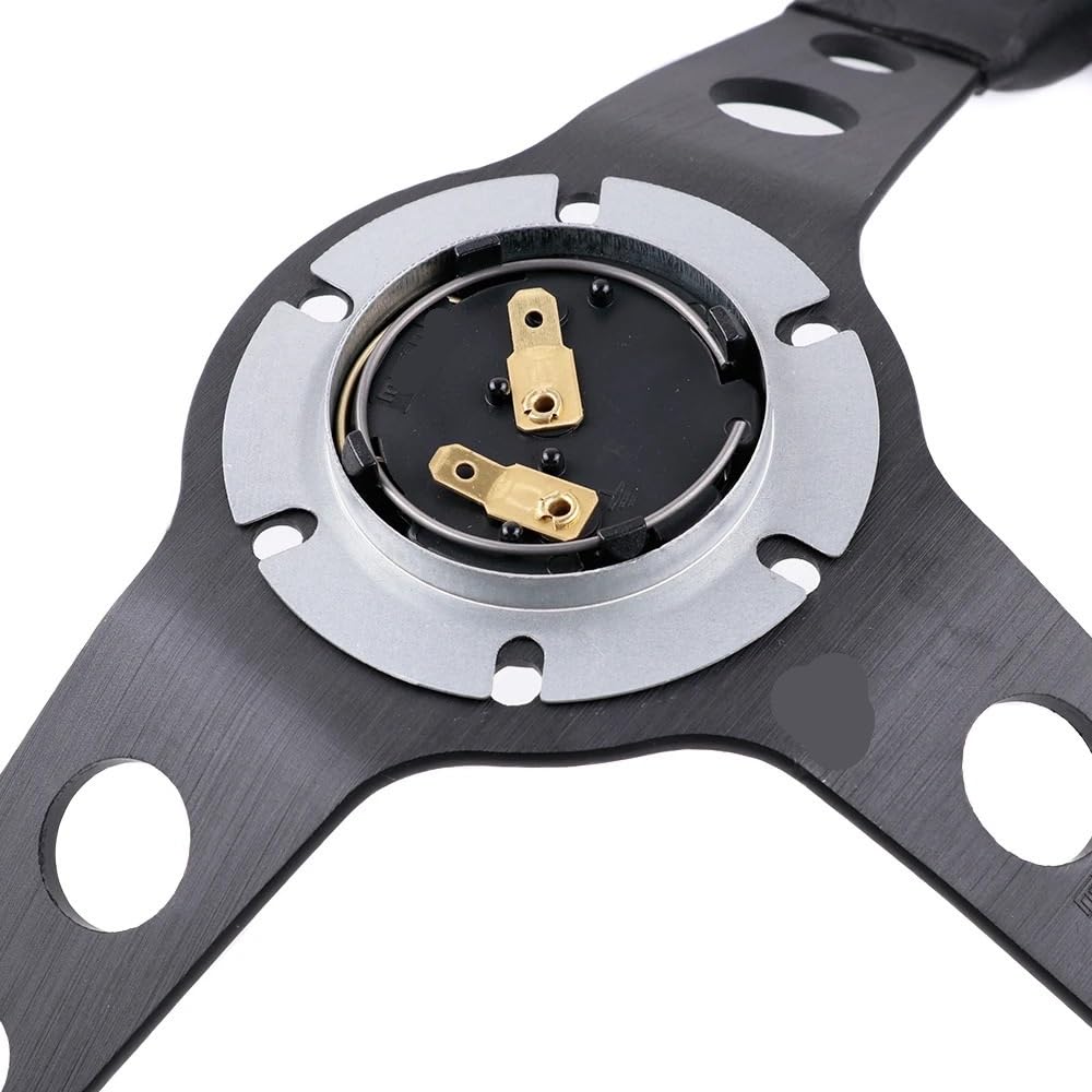 Generico Volante, Volanti Volante sportivo da corsa in pelle scamosciata NERO 14 pollici/350 mm