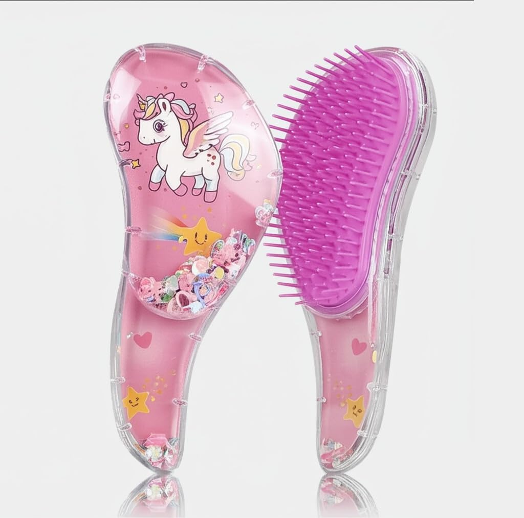 Detangling Brush for Toddler & Kids Hair- Detangler Brush for Natural,Curly,Straight,Hair, Little Girl Accessories, Kids, Teenager Gifts with cute design (Purple)