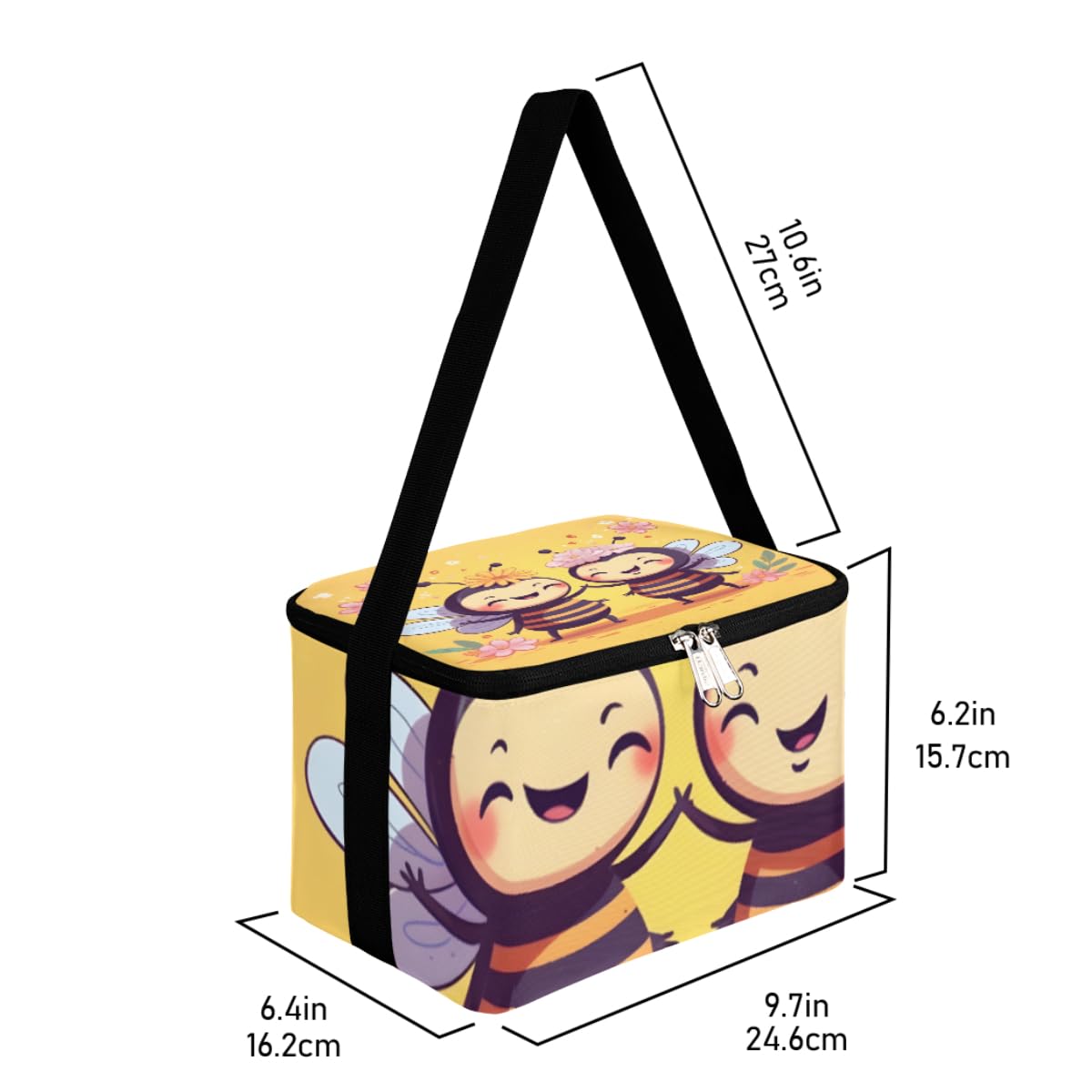 GzLeyigou Lunch Bags for Women Men 9 Cans,Bees Friends Hot & Cold Food Delivery Bag Insulated Grocery Bag Insulated Lunch Box Bees Cooler Bag for Office Work Picnic Beach