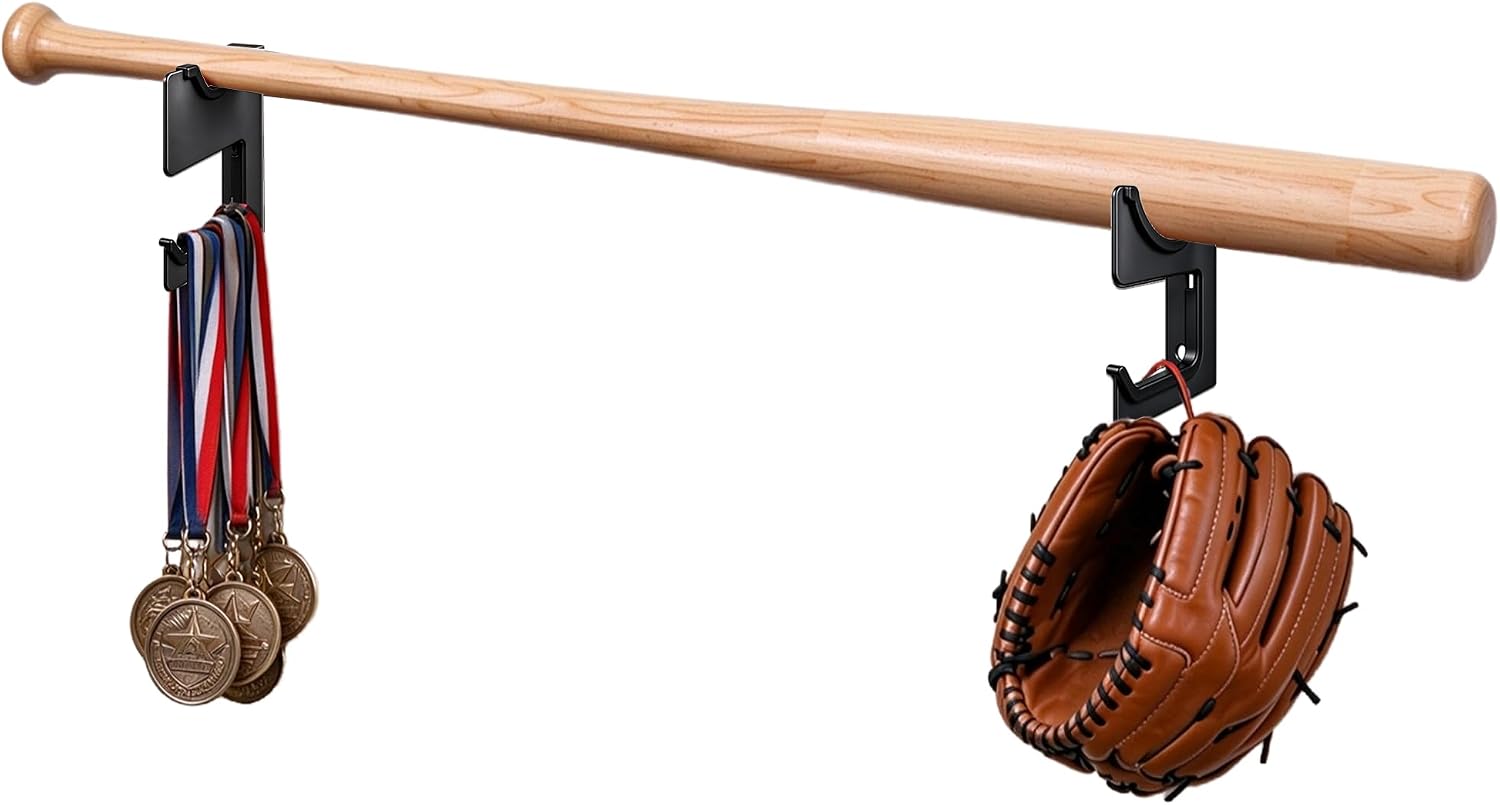 Amazon.com : Metal Baseball Bat Display Rack, Wall Mount Horizontal ...