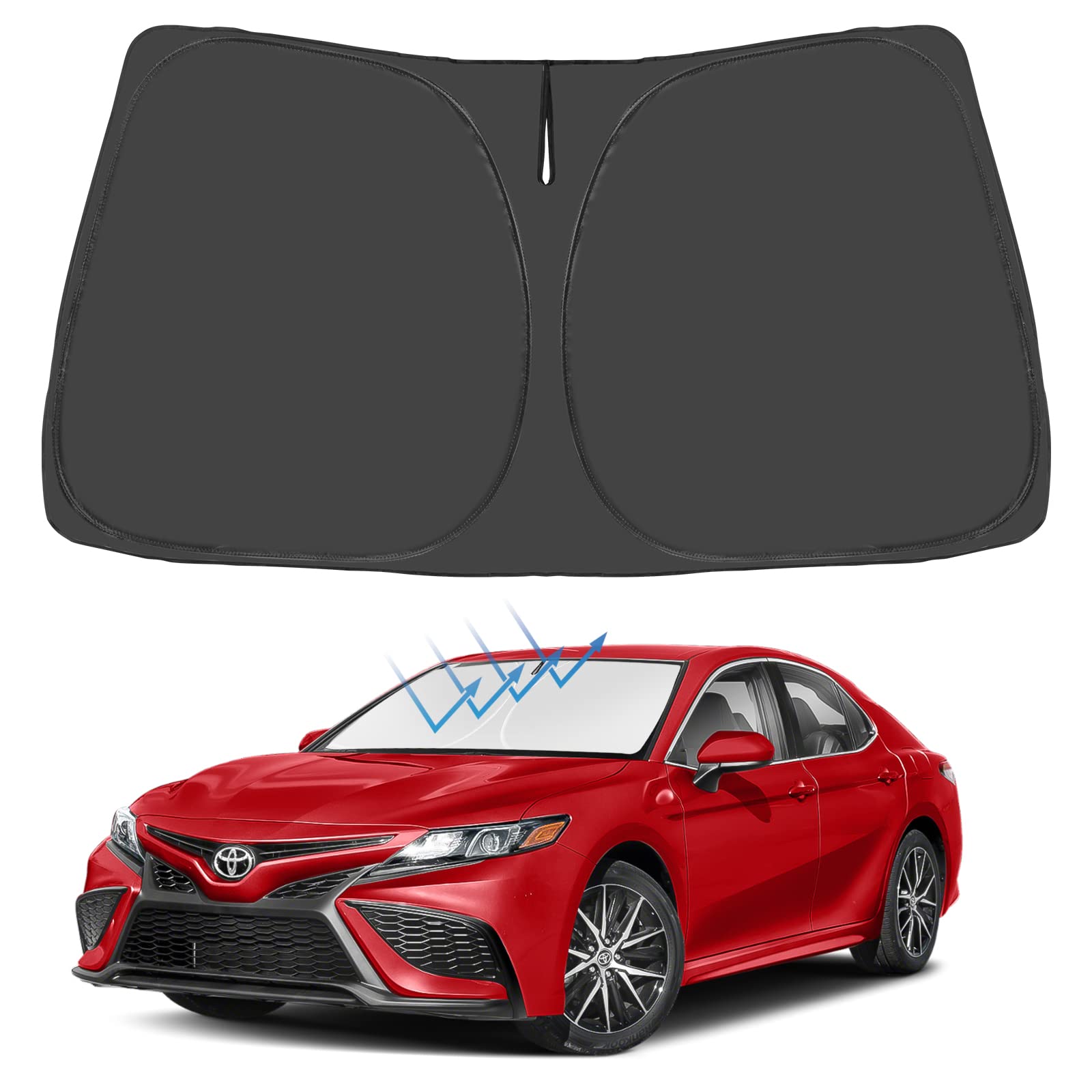 Proadsy 2025 Upgrade Windshield Sunshade Custom for Toyota Camry 2018-2023 2024 2025 Block Sun & UV Foldable Front Window Car Shade Protector Prime Accessories