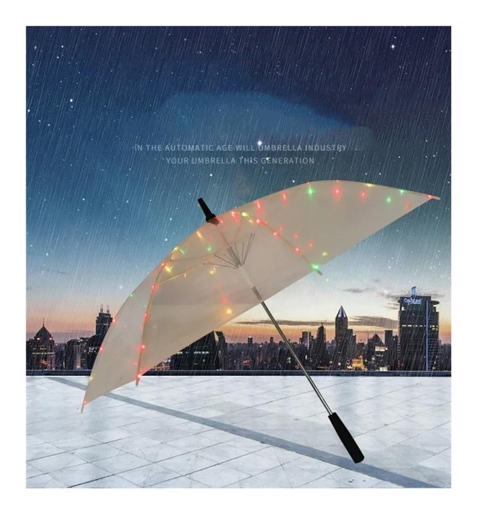 Mini opvouwbare paraplu voor meisjes Dames Creatieve nieuwe hot fashion coole paraplu met LED-functies 8 rib licht transparant met zaklamp handvat paraplu's (kleur: helder