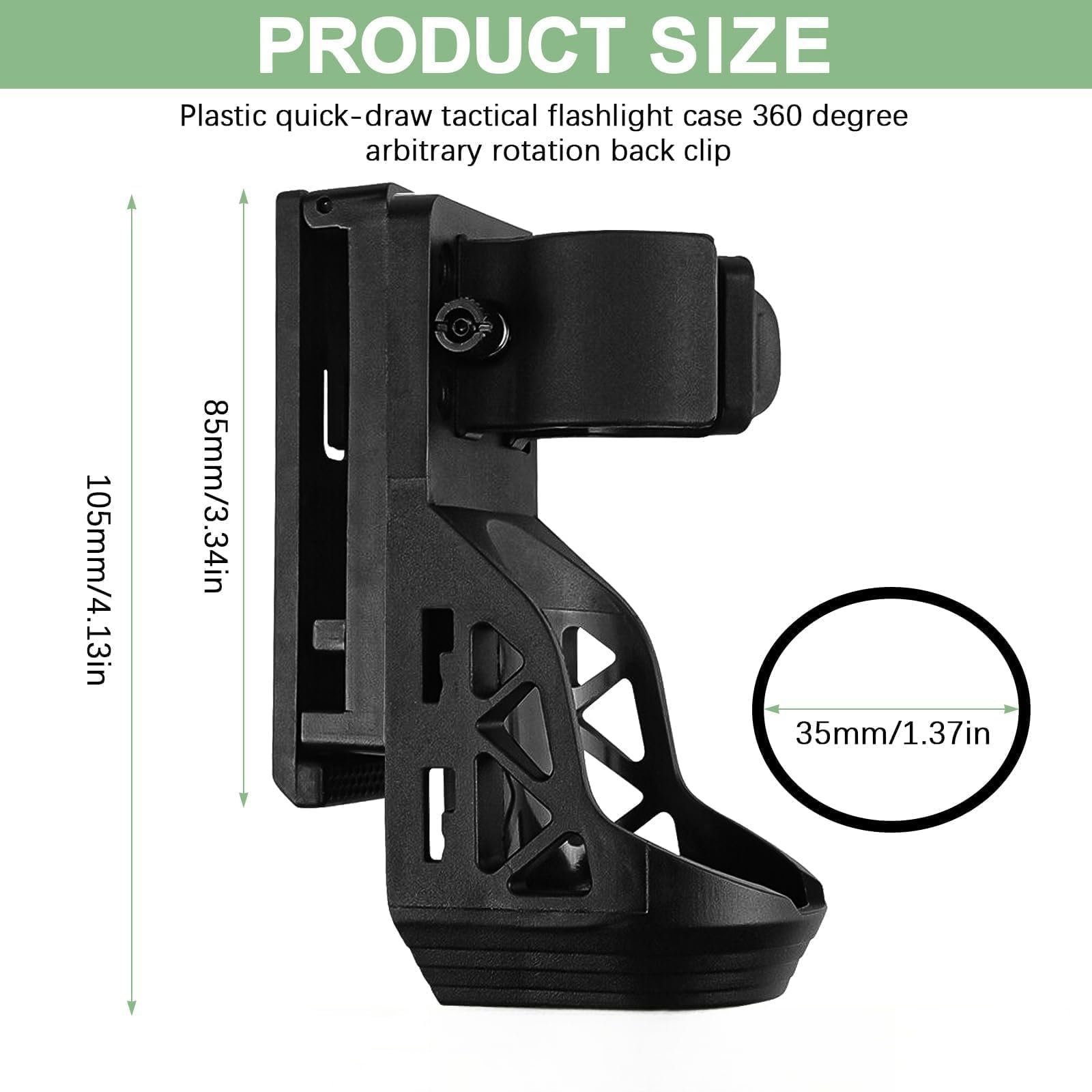 SQLJYU Ruotabile a 360 Gradi Porta Torcia Cinturone, Porta Guanti Cinturone Nero, Supporto per Torcia Tattica Militare, per Torce da 22-32 mm Fondina per Torcia