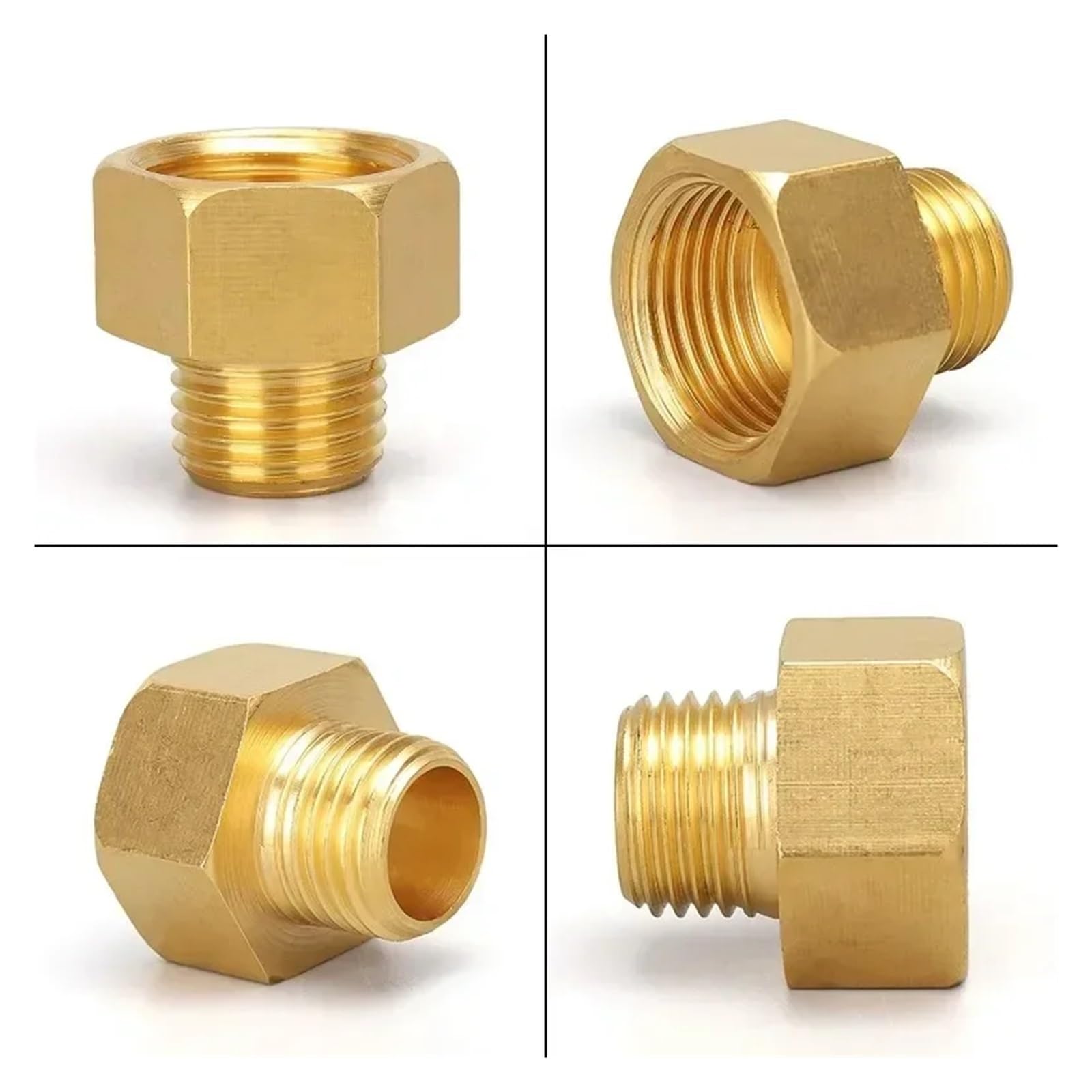 10 conectores de tubería de latón con buje hexagonal de rosca macho a hembra de 1/8", 1/4", 3/8" y 1/2".(M01-F01,200 PCS)