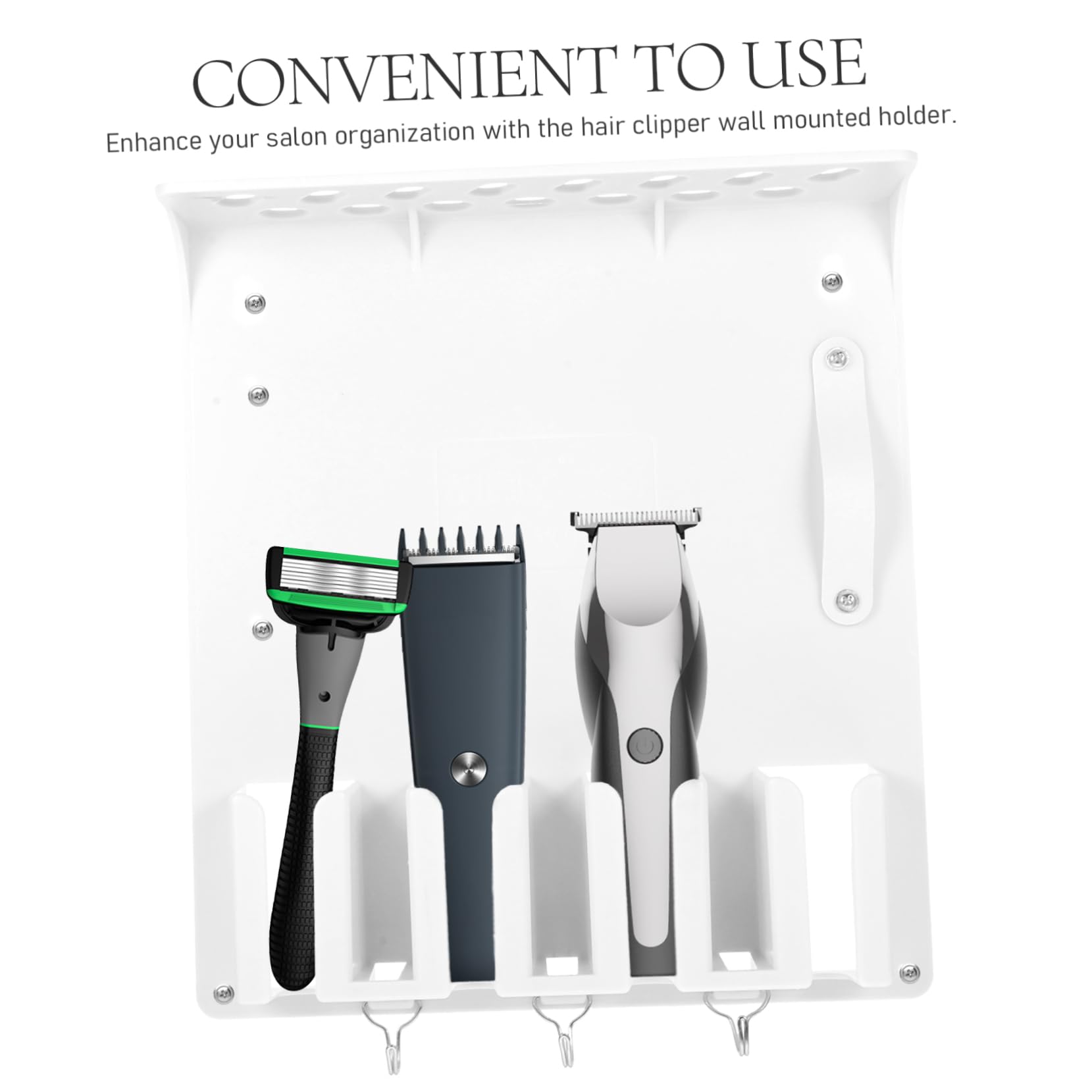 Organizador de Barbería en Plástico Blanco para Cortapelos Estante de Almacenamiento Funcional Soporte de Pared para Cepillos y Tijeras en Salones y Espacios de Trabajo